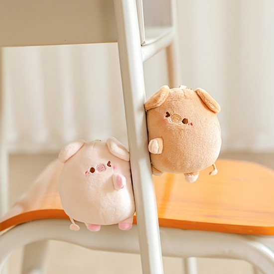 A Pair Of Piggy Plush Pendant Magnetic Suction Cute Doll Couple Key Chain Bag Decoration Valentine's Day Gift (7*9cm)