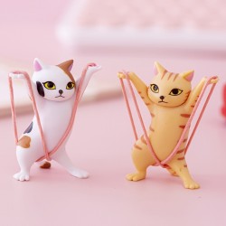 5pcs Cat Pen Holder, Children's Toy Birthday Gift, Weightlifting Cat Pen Holder, Dance Humanoid Doll Animal