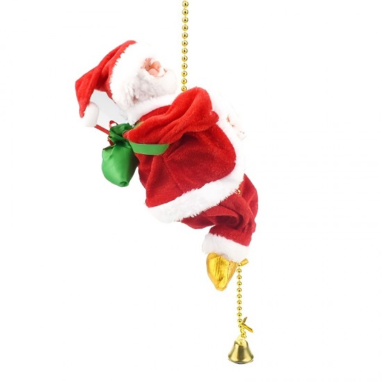 Climbing Beads Santa Claus Musical Electric Doll, Climbing Rope Christmas Gifts, Christmas Ornaments, Battery Not Included